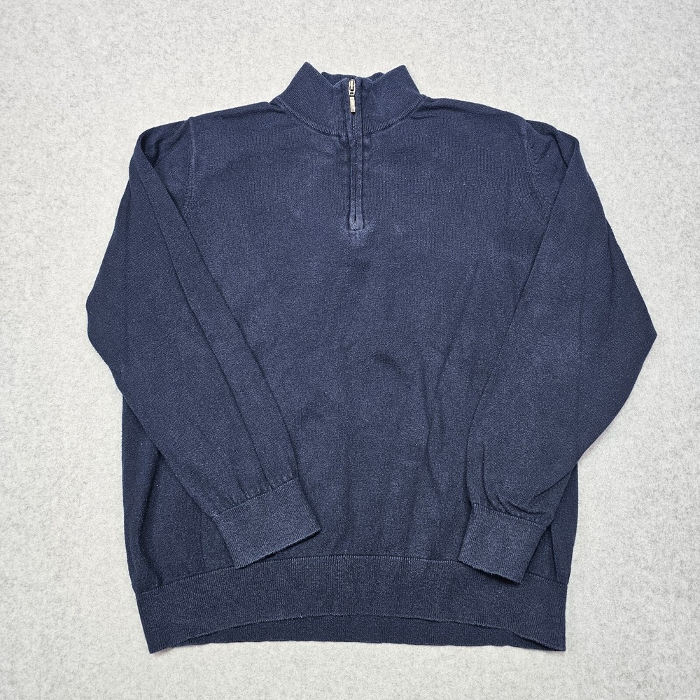 L.L. Bean Men's XL Cotton Cashmere Blend 1/4 Zip Pullover‎ Knit Sweater Blue
